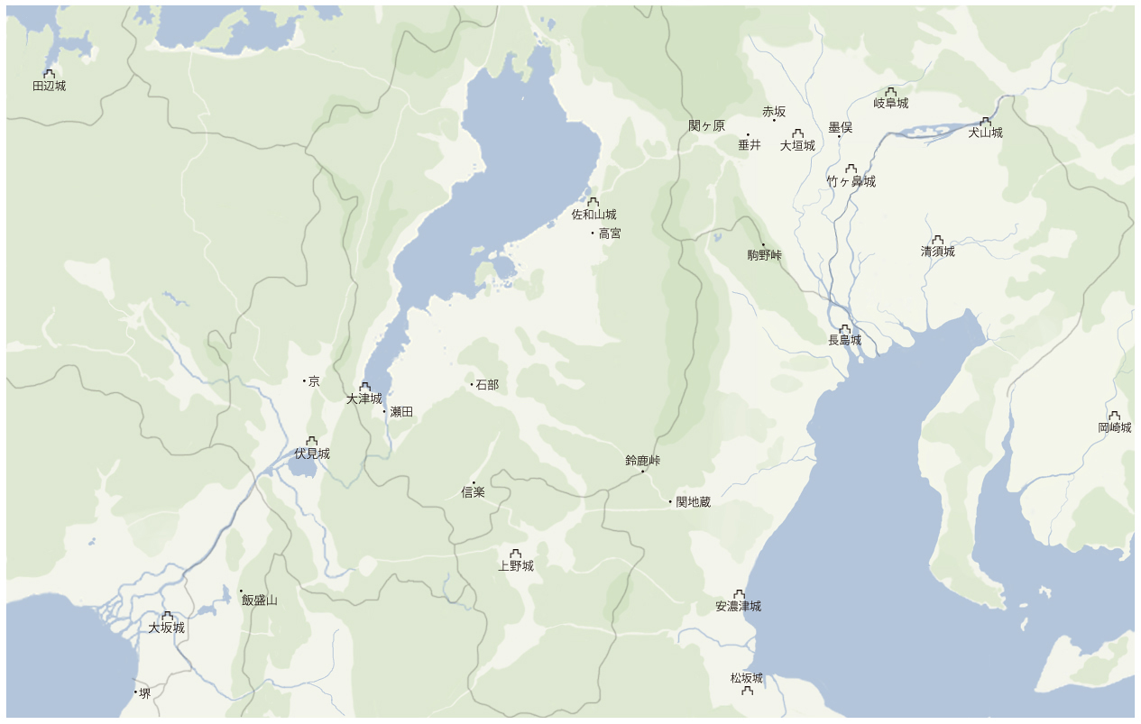 関ヶ原の戦い-周辺地図