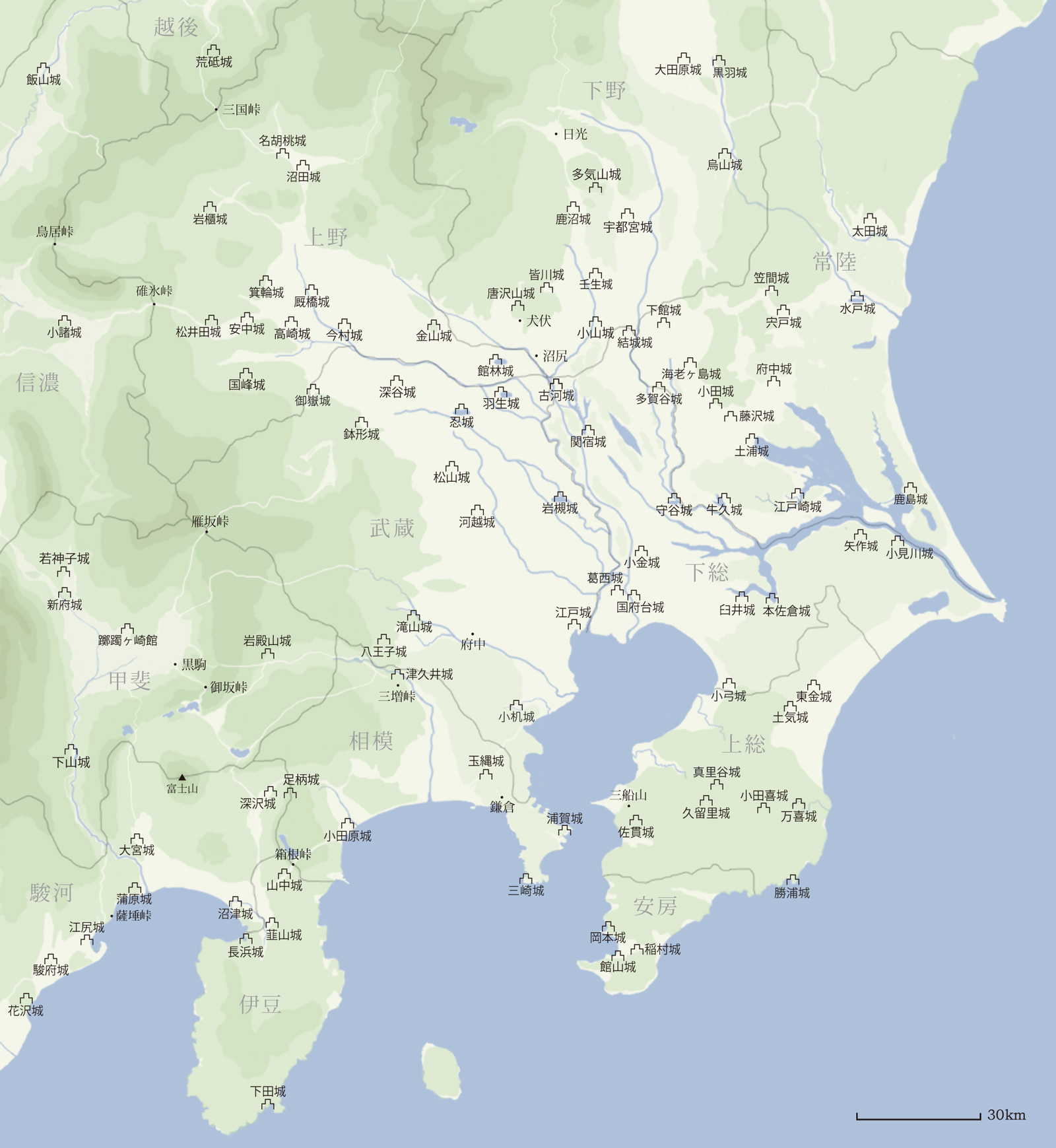 関東地方ー城マップ