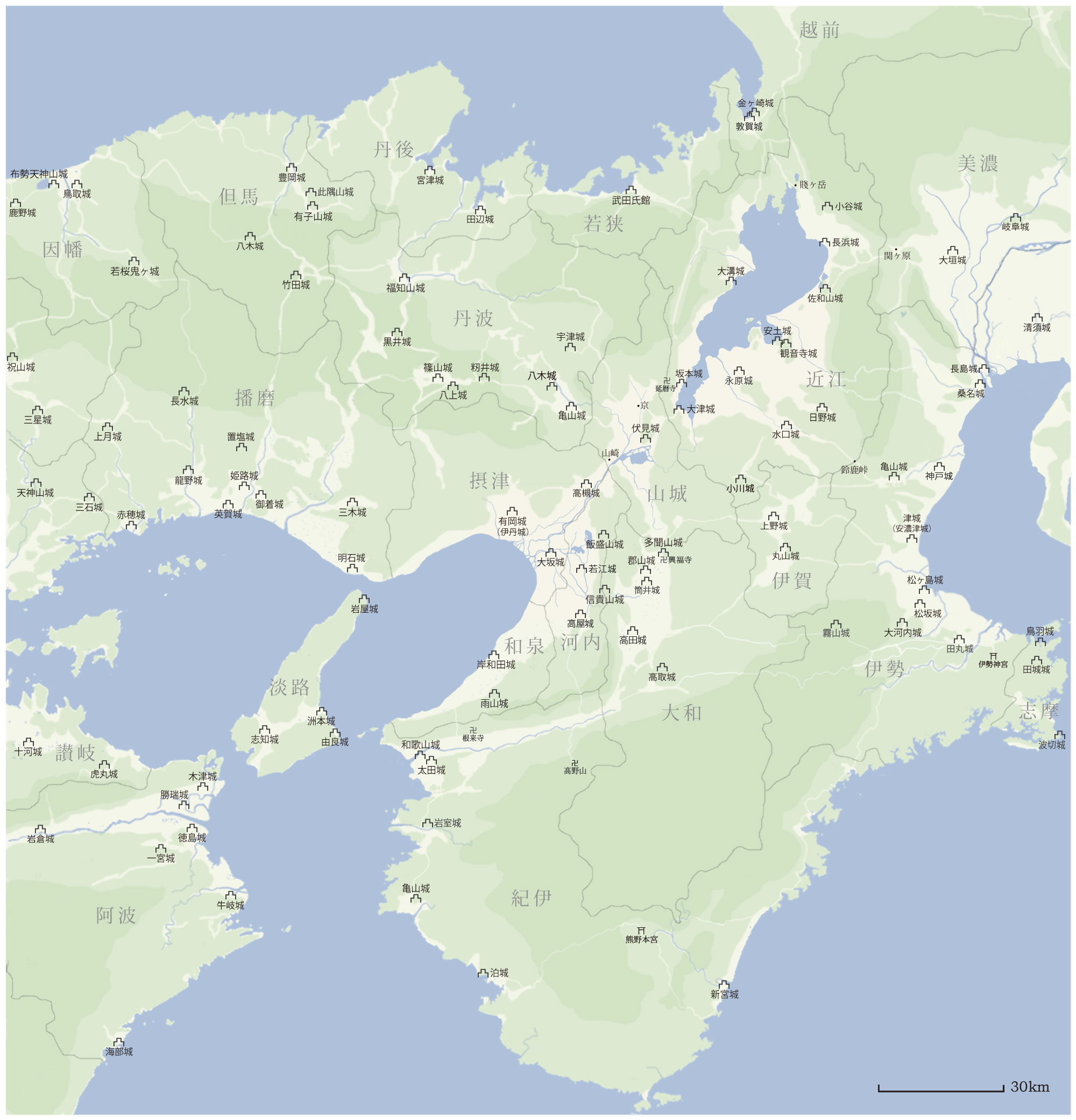 近畿　畿内城マップ